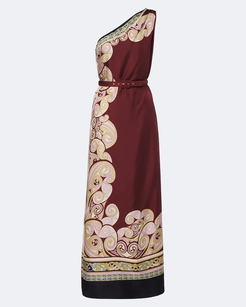 La DoubleJ Bedrucktes Maxikleid Kells aus Seiden-Twill Multicolor