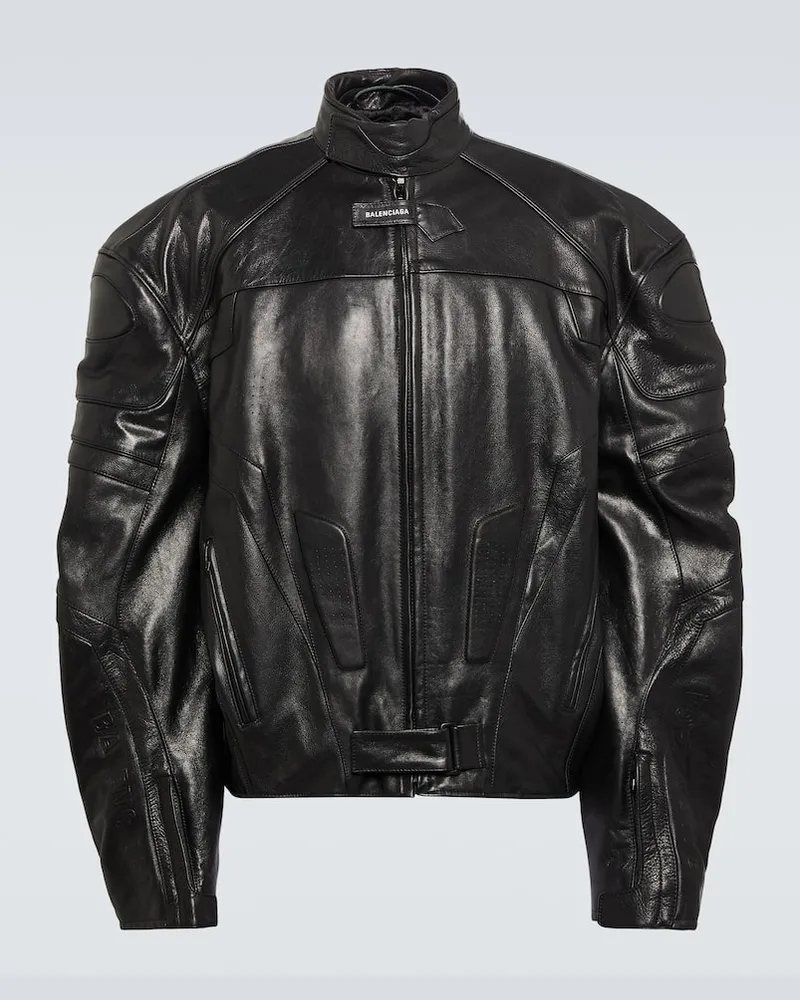 Balenciaga Bikerjacke aus Leder Schwarz