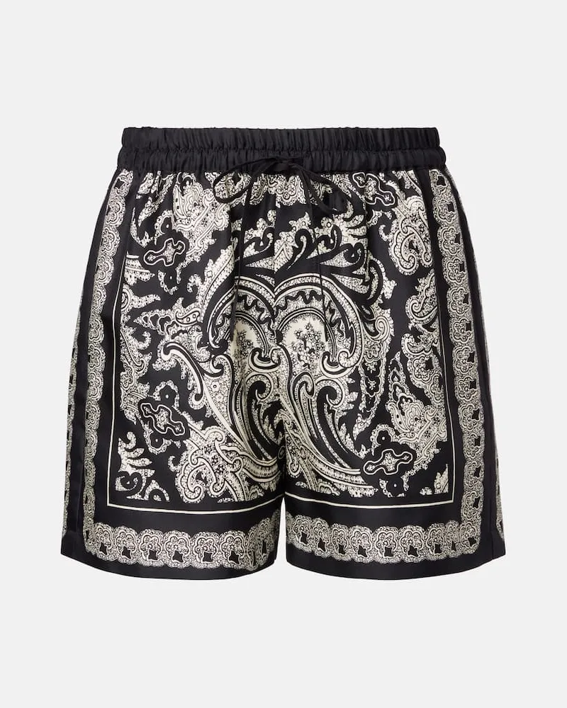 Nili Lotan Shorts Frances aus Seiden-Twill Schwarz