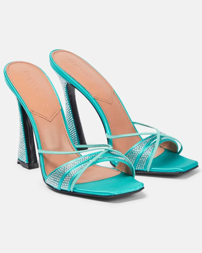 D’Accori Verzierte Pantoletten Lust aus Satin Blau