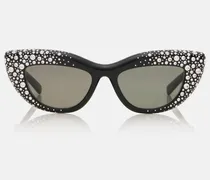 Cat-Eye-Sonnenbrille Double G mit Kristallen