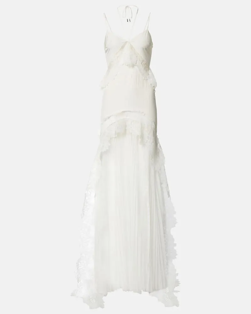 David Koma Bridal Robe aus Taft und Tüll mit Spitze Weiß
