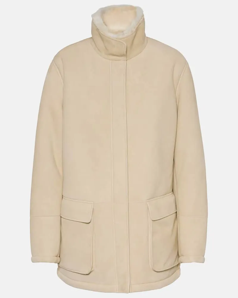 Loro Piana Jacke Voyageur aus Veloursleder Weiß