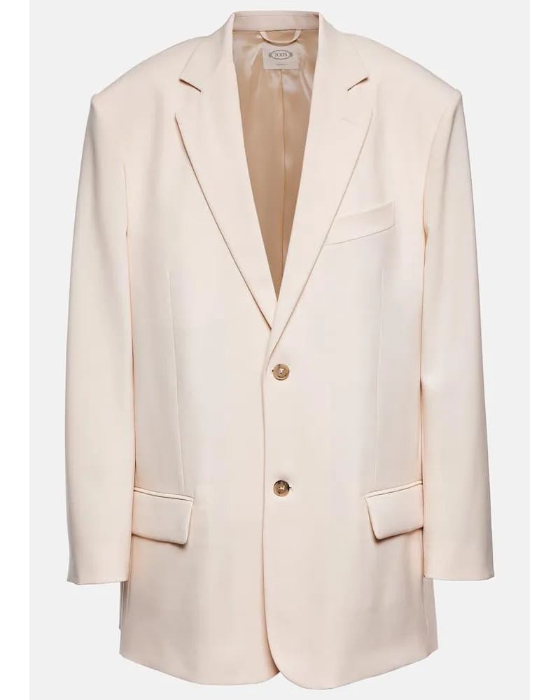 TOD'S Blazer aus Wolle mit Leder Beige