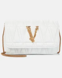 Versace Schultertasche Virtus Small aus Leder Weiss