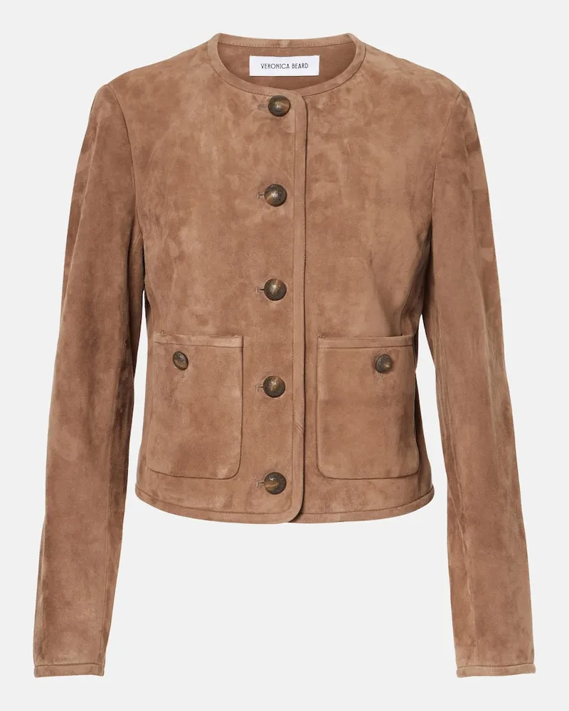 Veronica Beard Jacke Andrea aus Veloursleder Braun