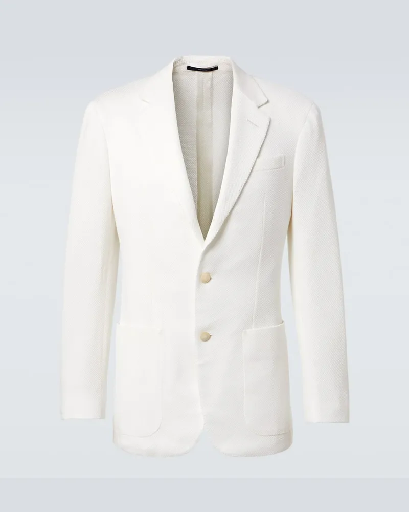 Dunhill Blazer aus Baumwoll-Piqué Weiß