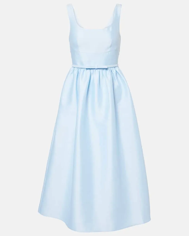 Self-Portrait Midikleid aus Satin Blau