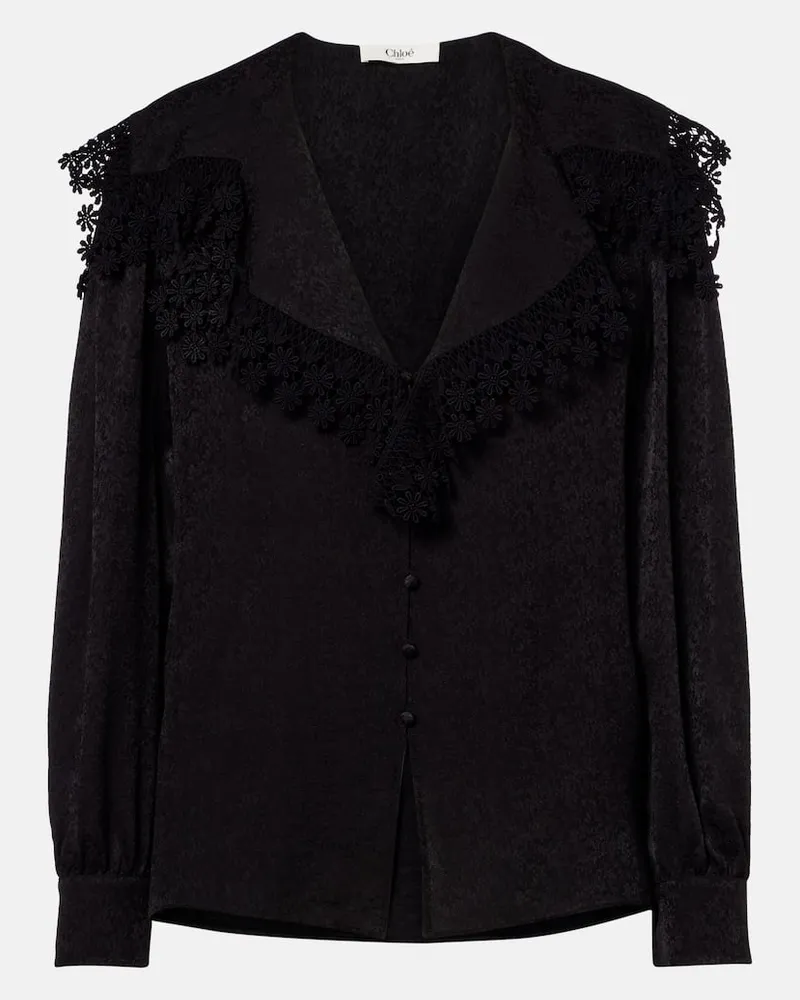 Chloé Chloé Bestickte Bluse aus Seide Schwarz