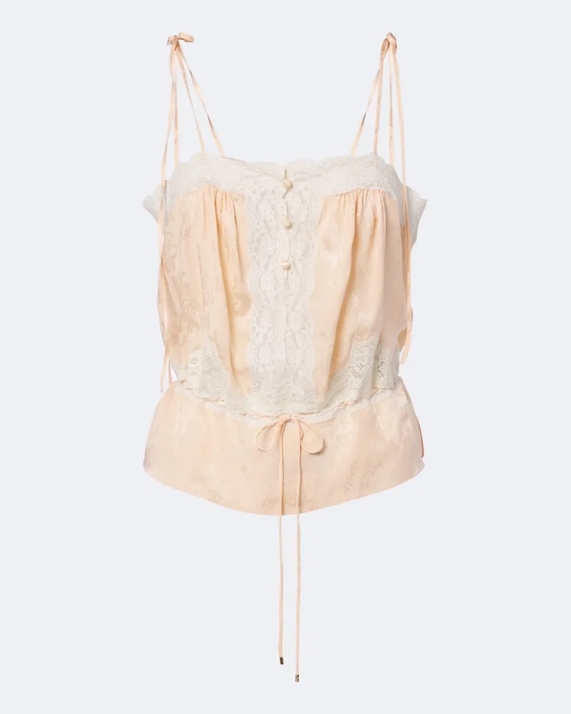 Chloé Chloé Top aus Seidensatin mit Spitze Rosa