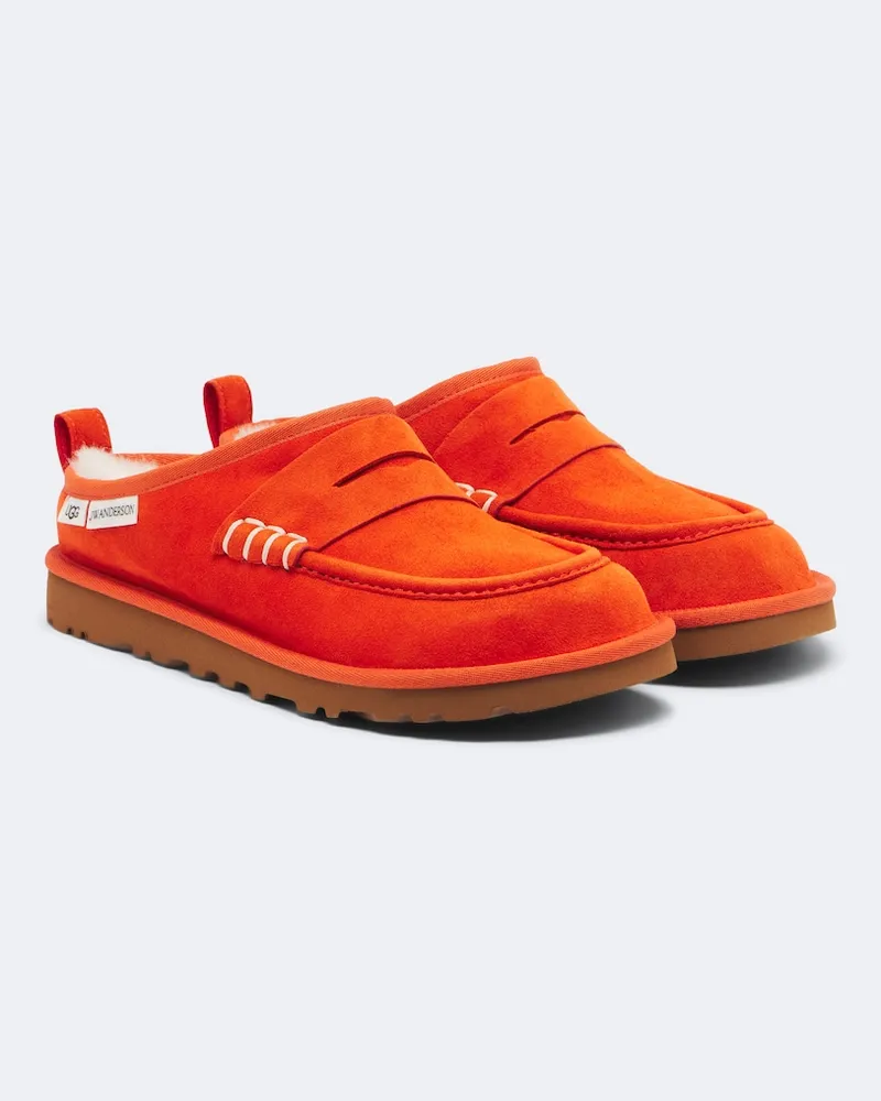 J.W.Anderson X UGG Slippers aus Veloursleder mit Shearling Orange