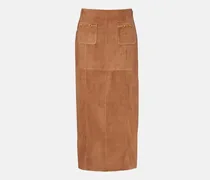 High-Rise-Midirock Edwina aus Veloursleder