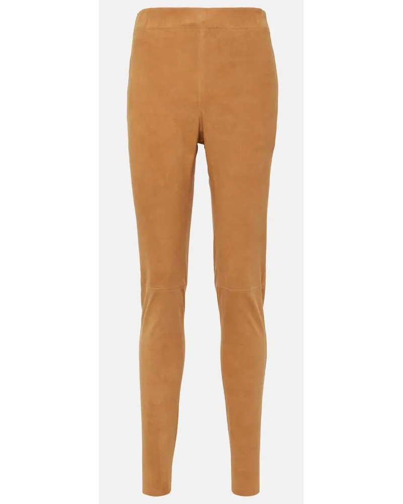 Joseph Mid-Rise Leggings aus Veloursleder Braun