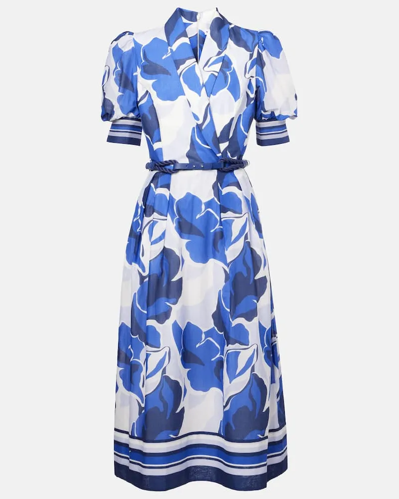 Rebecca Vallance Midikleid Paros aus Baumwolle Blau