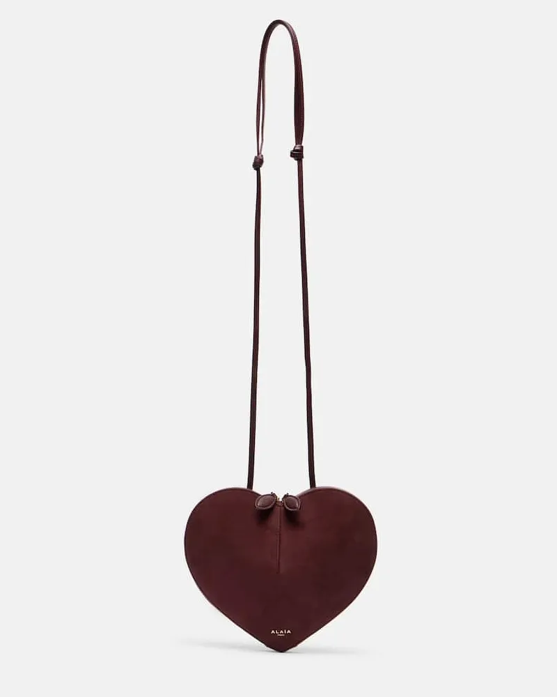 Alaïa Alaïa Schultertasche Le Cœur aus Veloursleder Burgund