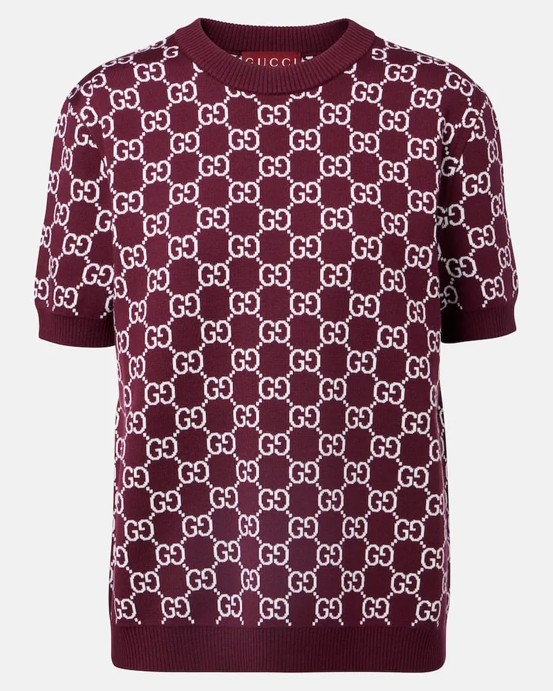 Gucci Wendbares Top GG aus Jacquard Burgunderrot