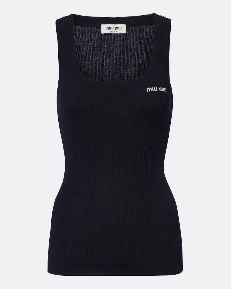 Miu Miu Tanktop aus Rippstrick Blau
