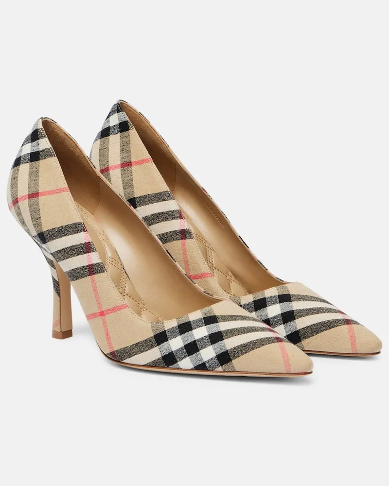 Burberry Pumps Dame 90 Burberry Check aus Canvas Beige