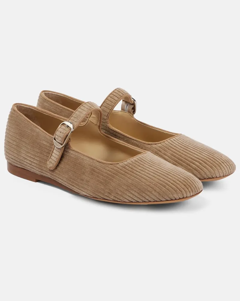 Le Monde Béryl Le Monde Béryl Mary-Jane-Ballerinas aus Cord Beige