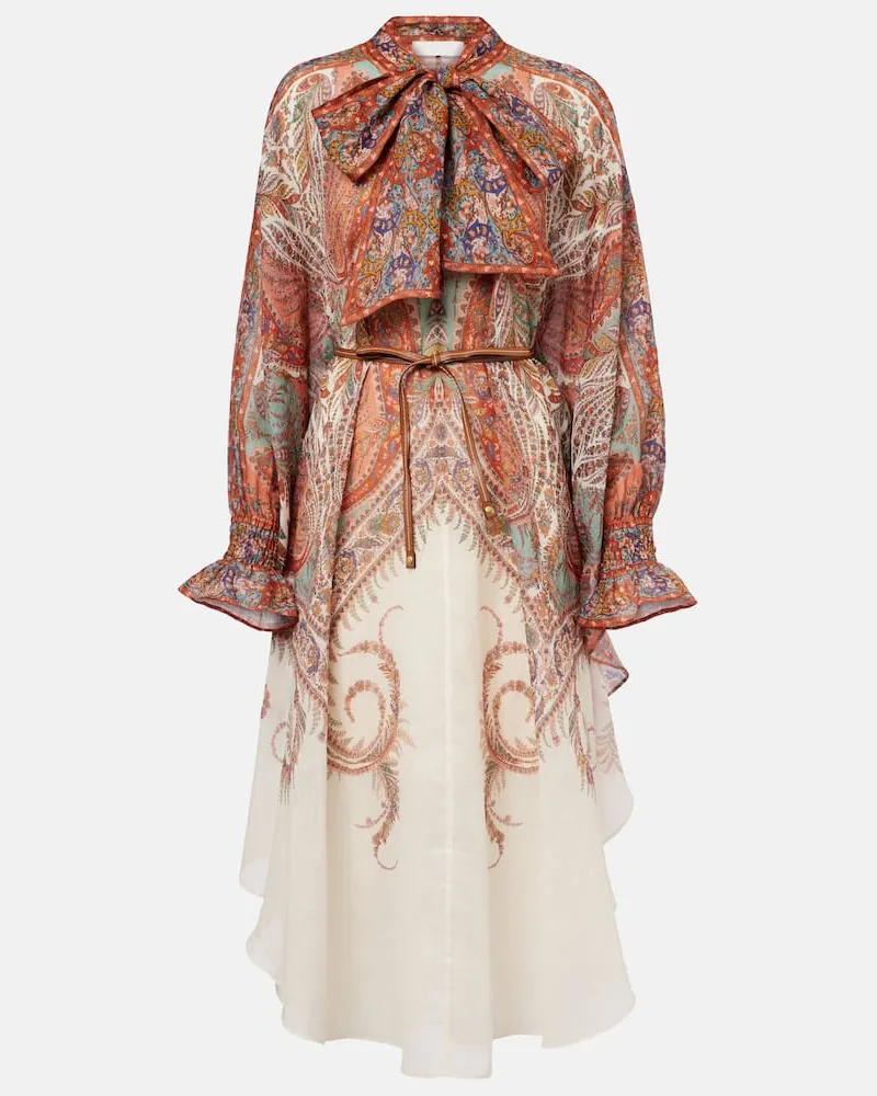 Zimmermann Midikleid Rhiannon aus Ramie Multicolor