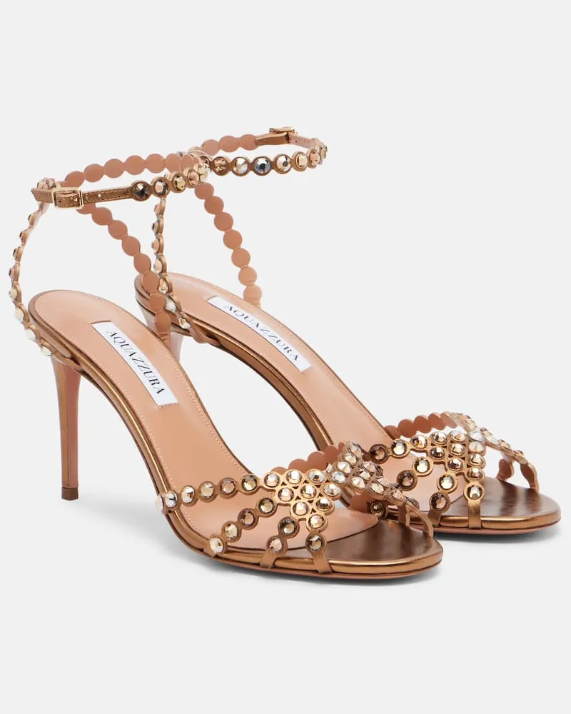 Aquazzura Sandalen Tequila 85 aus Metallic-Leder Gold