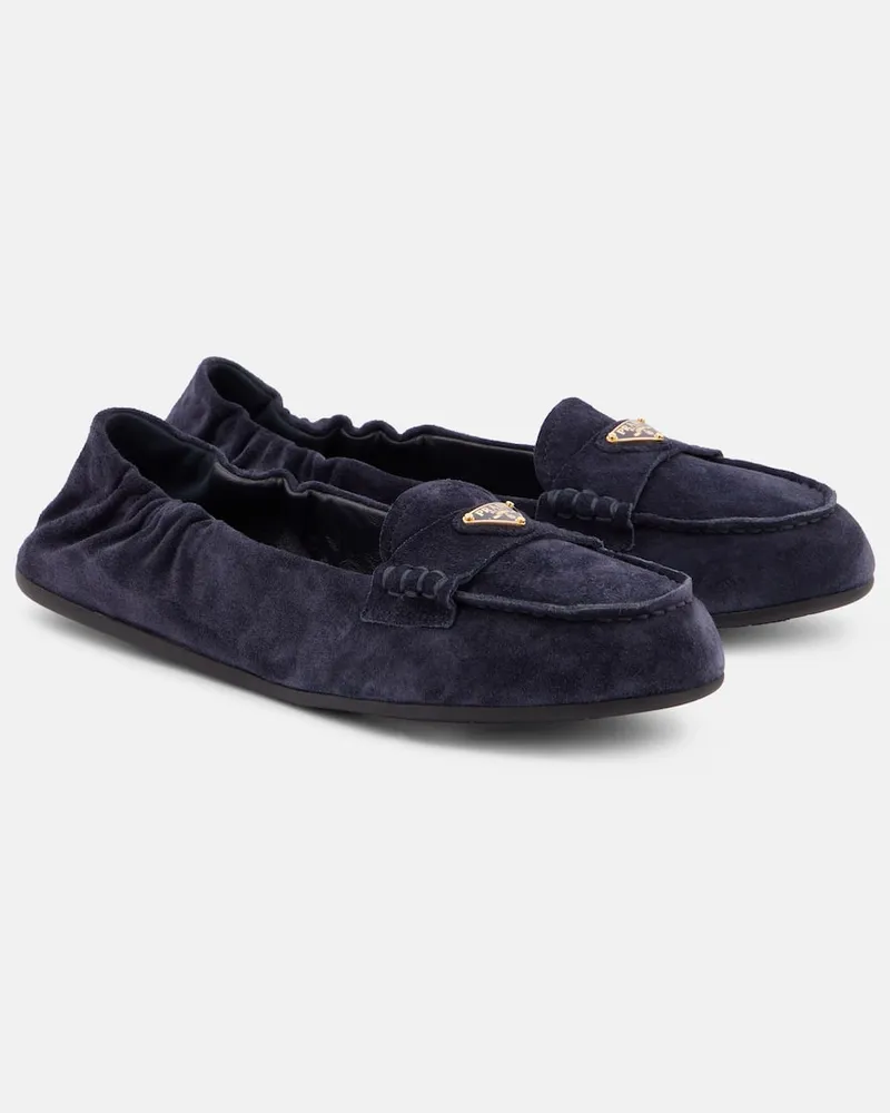 Prada Loafers aus Veloursleder Blau