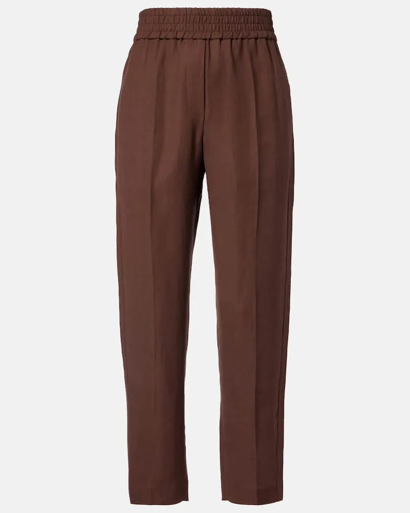 Brunello Cucinelli Gerade Mid-Rise-Hose Braun