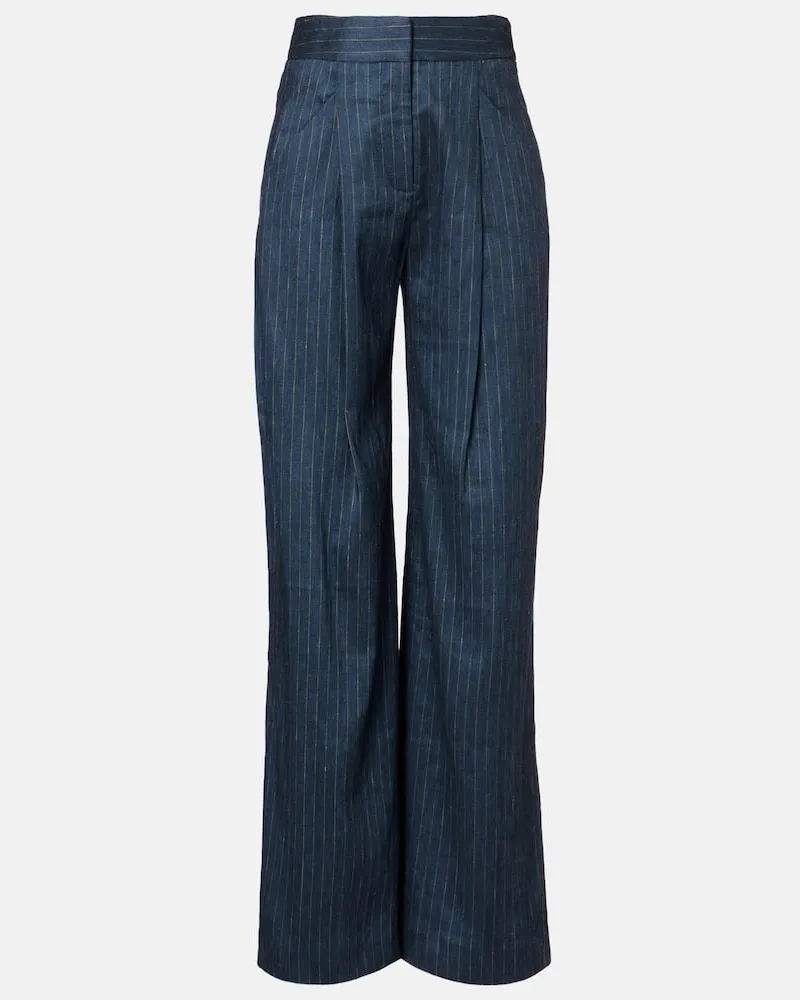 Veronica Beard Weite Hose Rimini aus einem Leinengemisch Blau