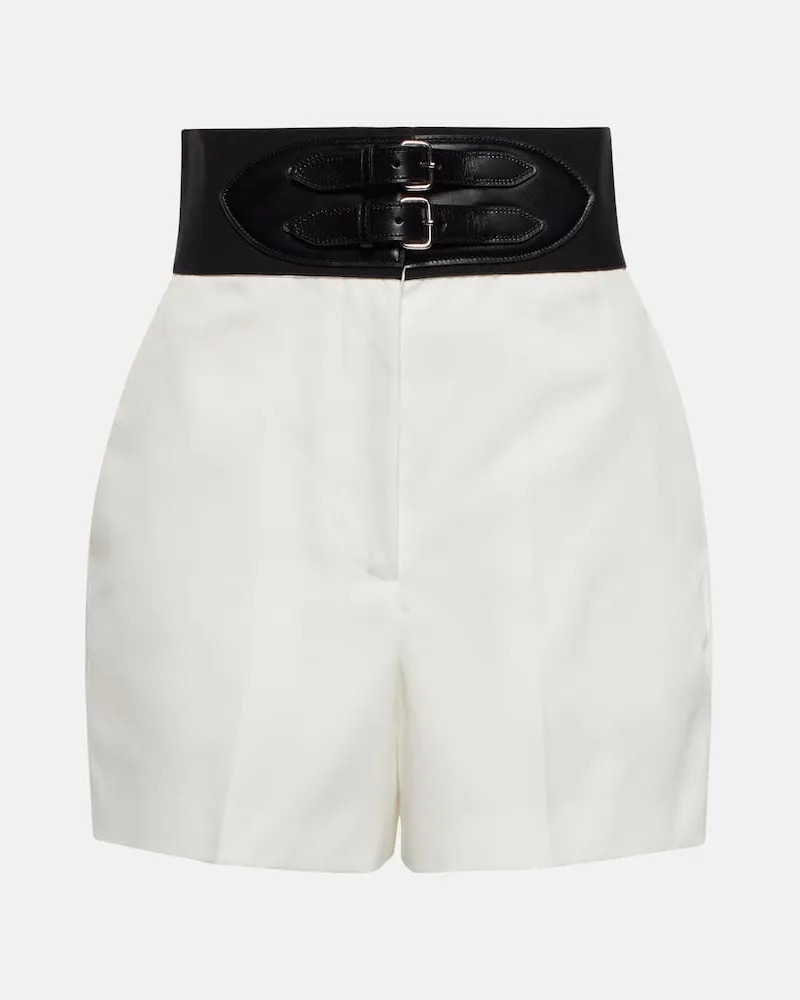 Alaïa Alaïa High-Rise Shorts mit Leder Weiß
