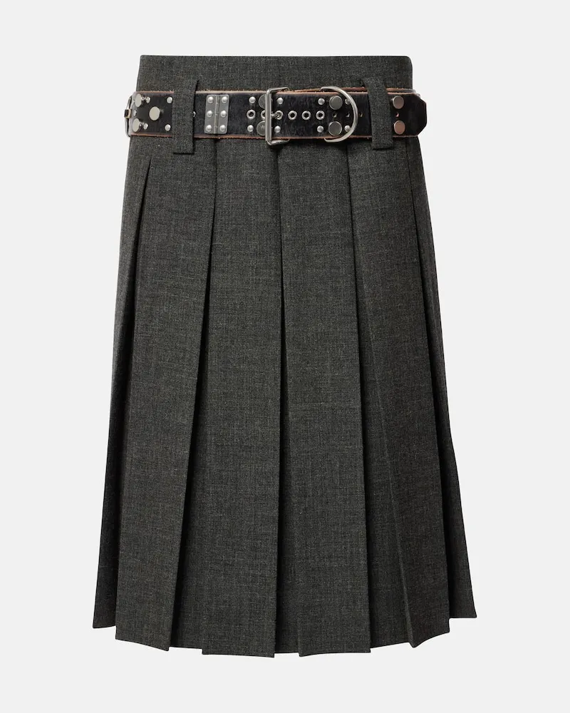 Prada Midirock aus Schurwolle Grau