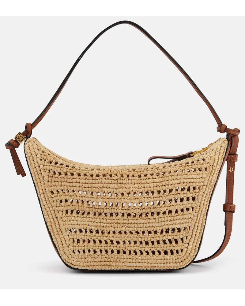 Loewe Schultertasche Hammock Mini aus Raffiabast Beige