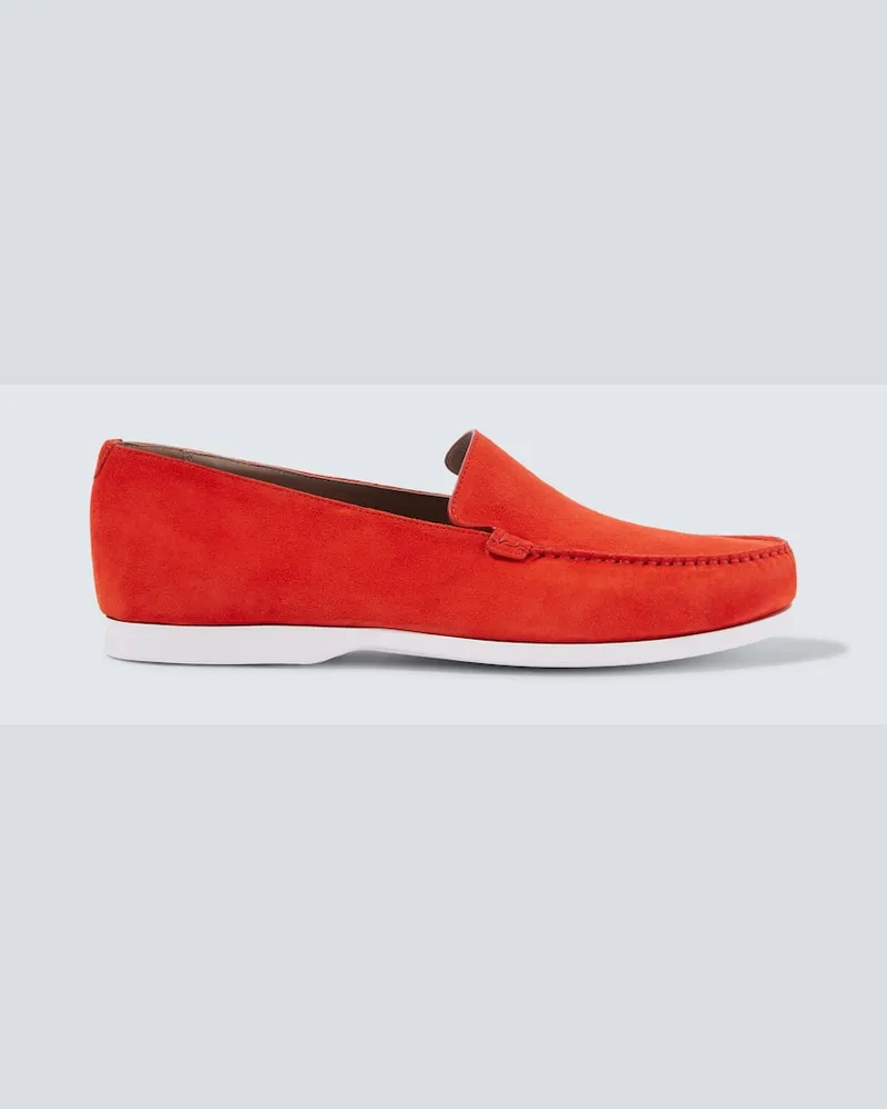 Manolo Blahnik Slip-Ons Monaco aus Veloursleder Rot