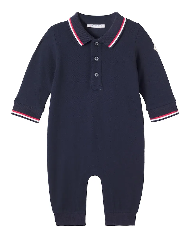 Moncler Baby Strampler aus Piqué Blau