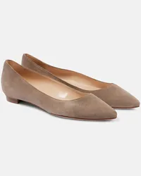 Manolo Blahnik Ballerinas Lanza BB aus Veloursleder Beige