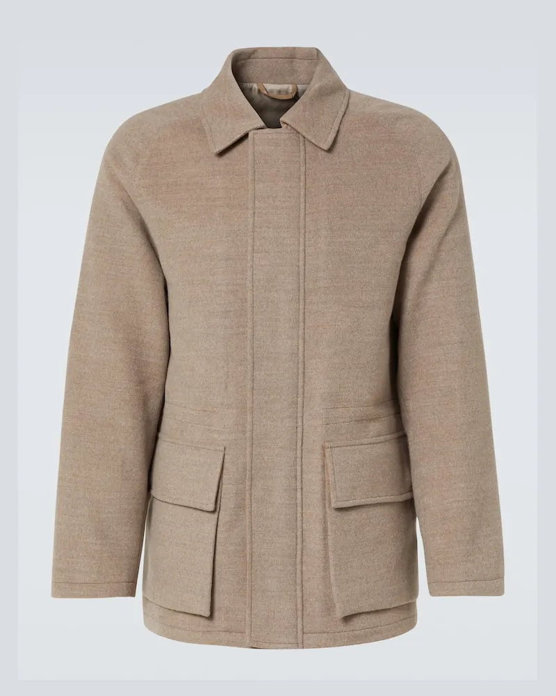 SAMAN AMEL Jacke City aus Wolle Beige