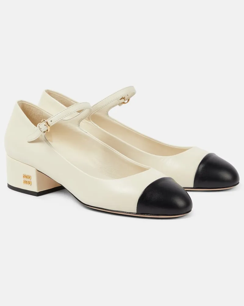 Miu Miu Mary-Jane-Pumps aus Leder Weiß