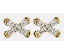 Ohrringe Diamond Cross Stitch aus 14kt Gelbgold mit Diamanten