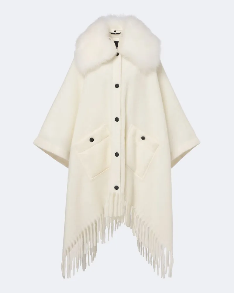 Moncler Poncho mit Shearling Weiß