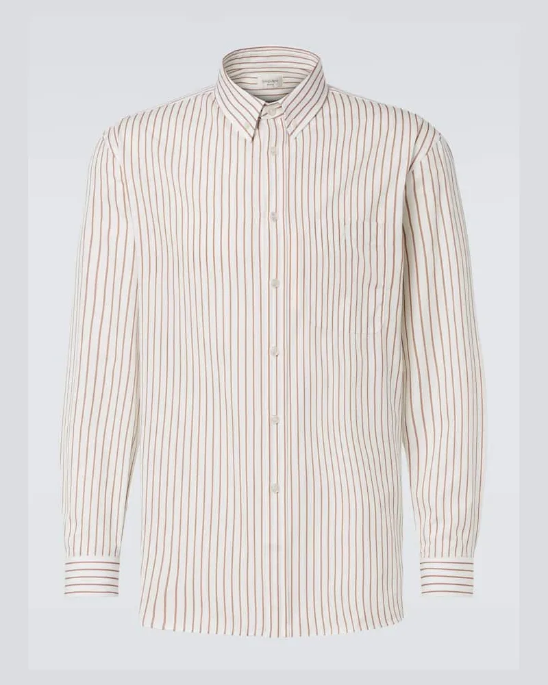 Saint Laurent Hemd Cassandre aus Baumwollpopeline Weiß