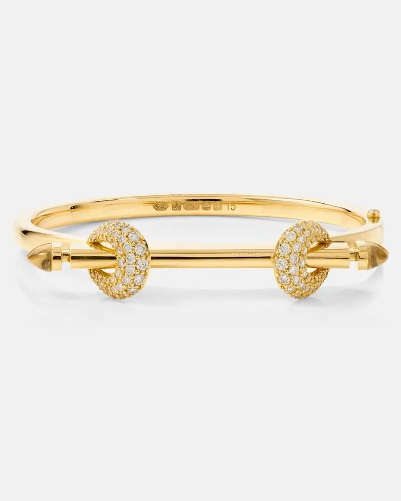 Ananya Armreif Chakra Icon aus 18kt Gelbgold mit Diamanten und Quarz Gold
