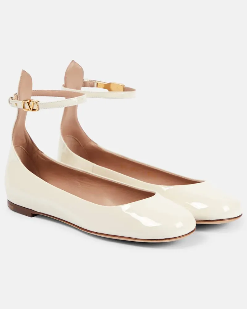 Valentino Garavani Ballerinas Tan-Go aus Lackleder Weiß