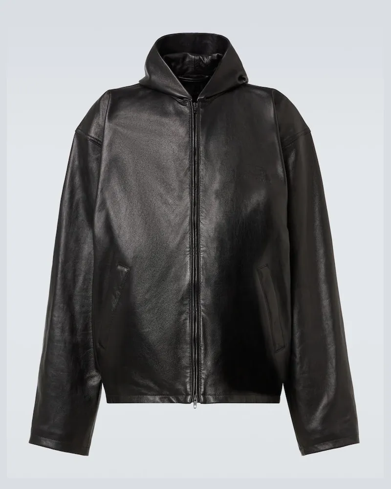 Balenciaga Blouson aus Leder Schwarz