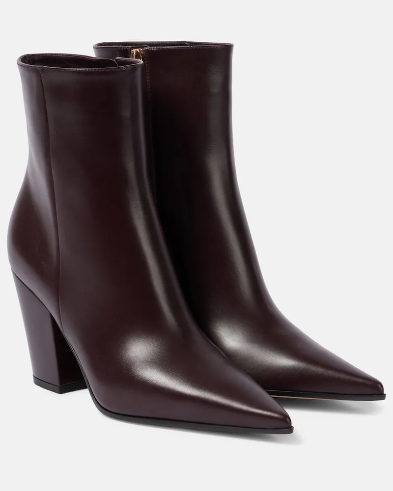 Gianvito Rossi Ankle Boots Keinna aus Leder Burgunderrot