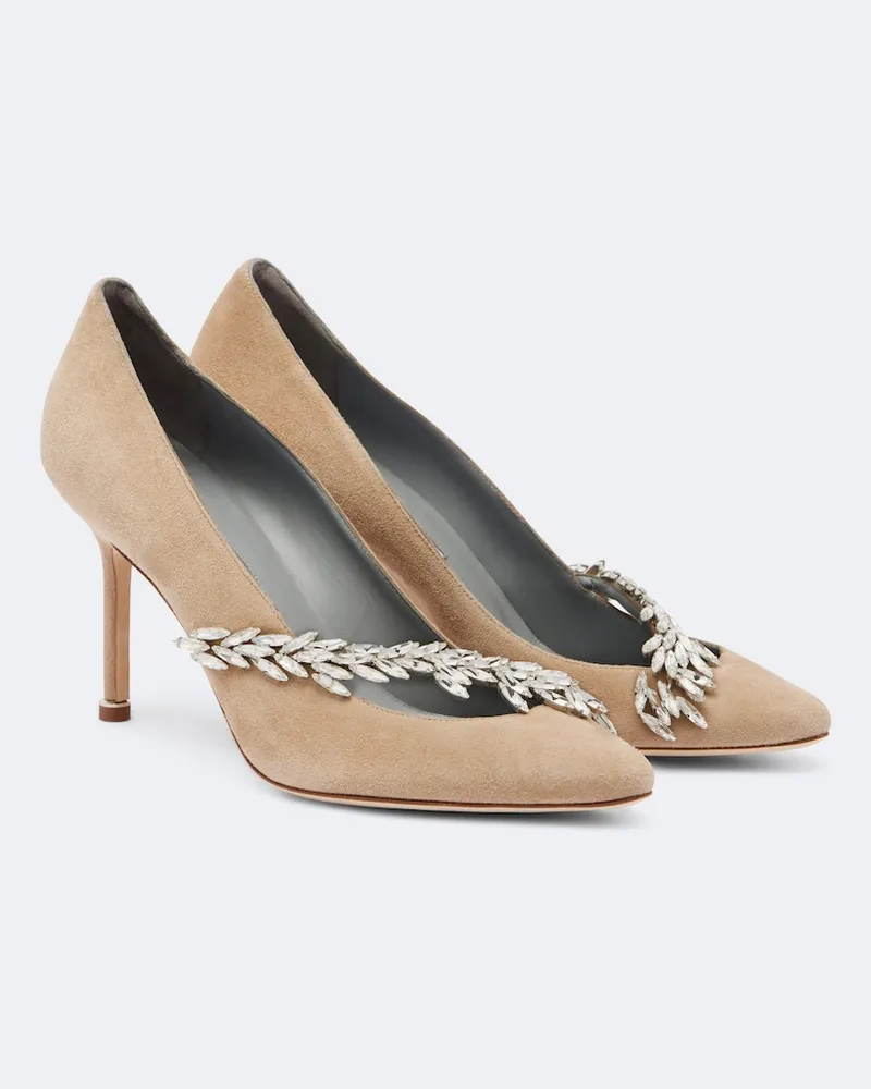 Balenciaga X Manolo Blahnik Pumps aus Veloursleder Beige