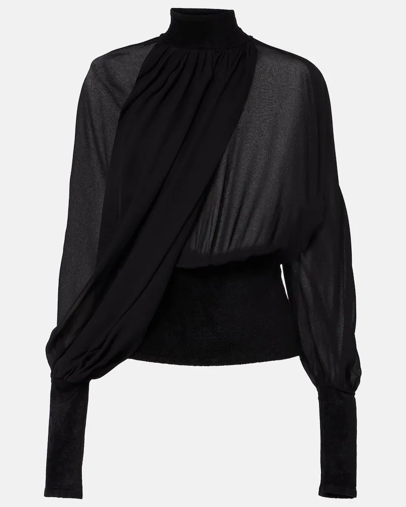 Alaïa Alaïa Top aus Georgette Schwarz