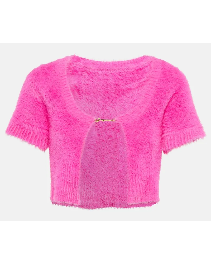 Jacquemus Cropped-Cardigan La Maille Neve Pink