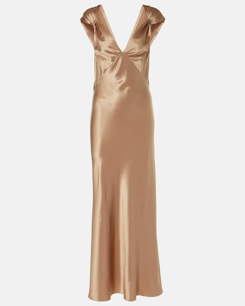 Saint Laurent Maxikleid aus Seidensatin Pink