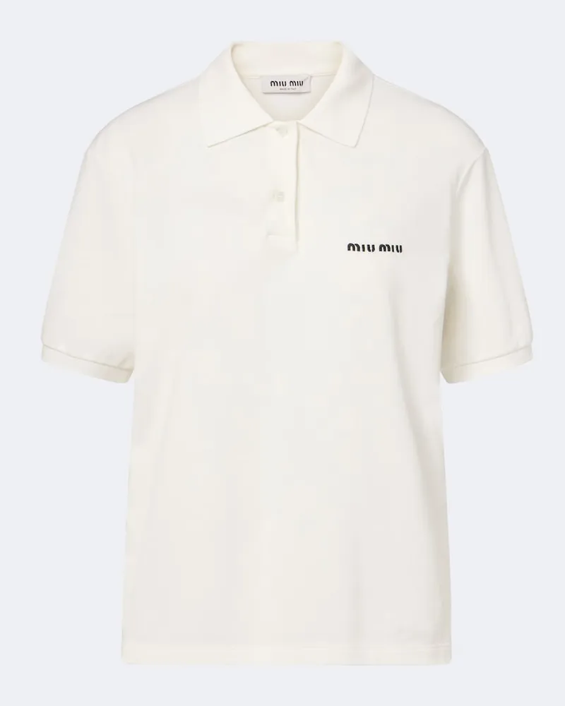Miu Miu Poloshirt aus Baumwoll-Piqué Weiß