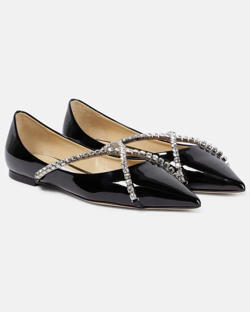 Jimmy Choo Verzierte Ballerinas Genevi aus Lackleder Schwarz