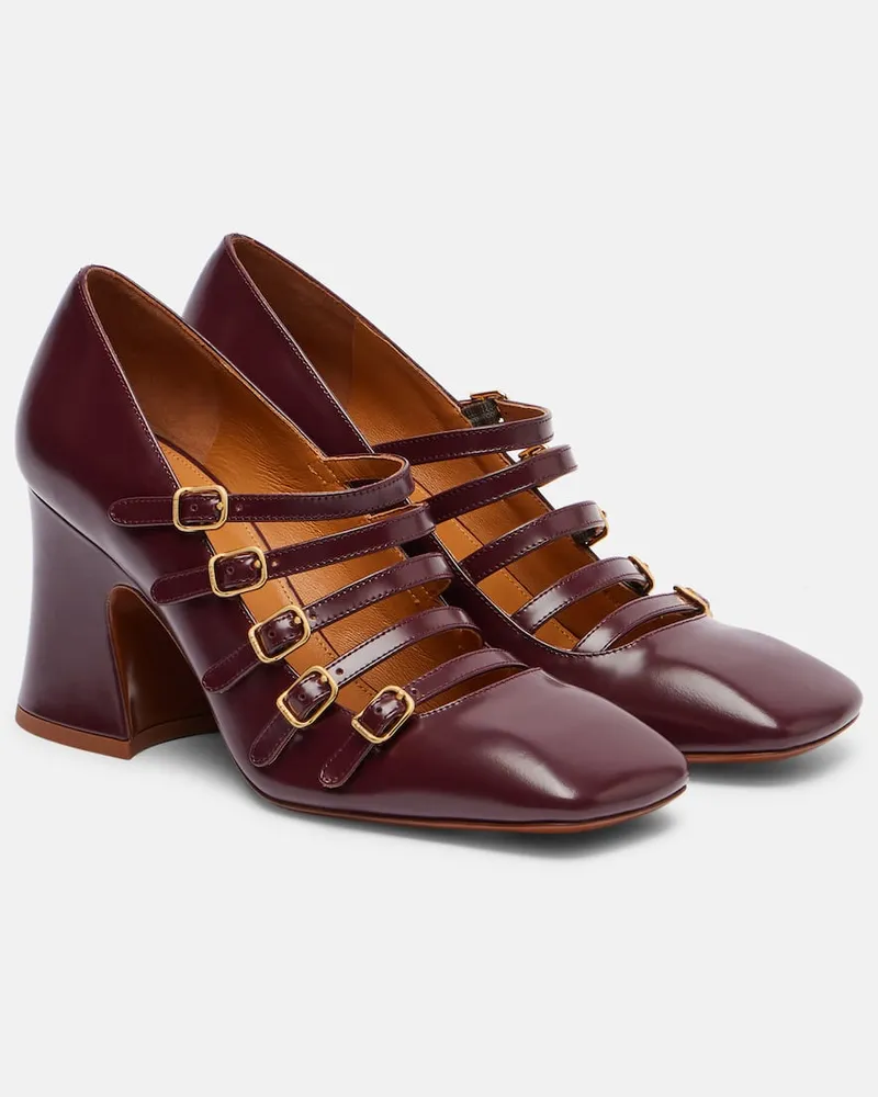 Chloé Chloé Mary-Jane-Pumps Janis 80 aus Leder Burgunderrot